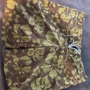 Columbia Brown and Yellow Floral Board Shorts
